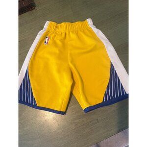 NBA Youth Yellow Athletic Shorts With Blue & White Stripe Details Small Size Ela